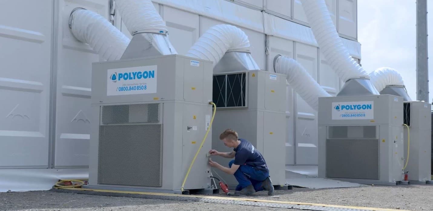 POLYGON Klimatechnik-Miete: Klimaanlagen, Bauheizer und Bautrockner im Einsatz